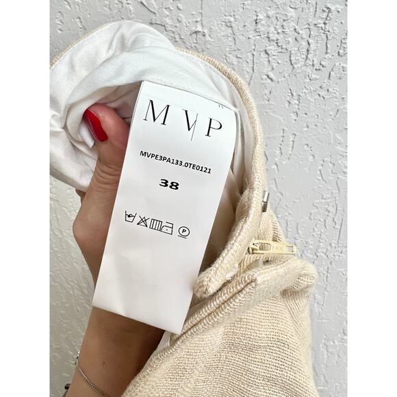 MVP Wardrobe Malibù High Waisted Wide Leg Palazzo Pants Beige Women's 38 / US 4 - Picture 7 of 8